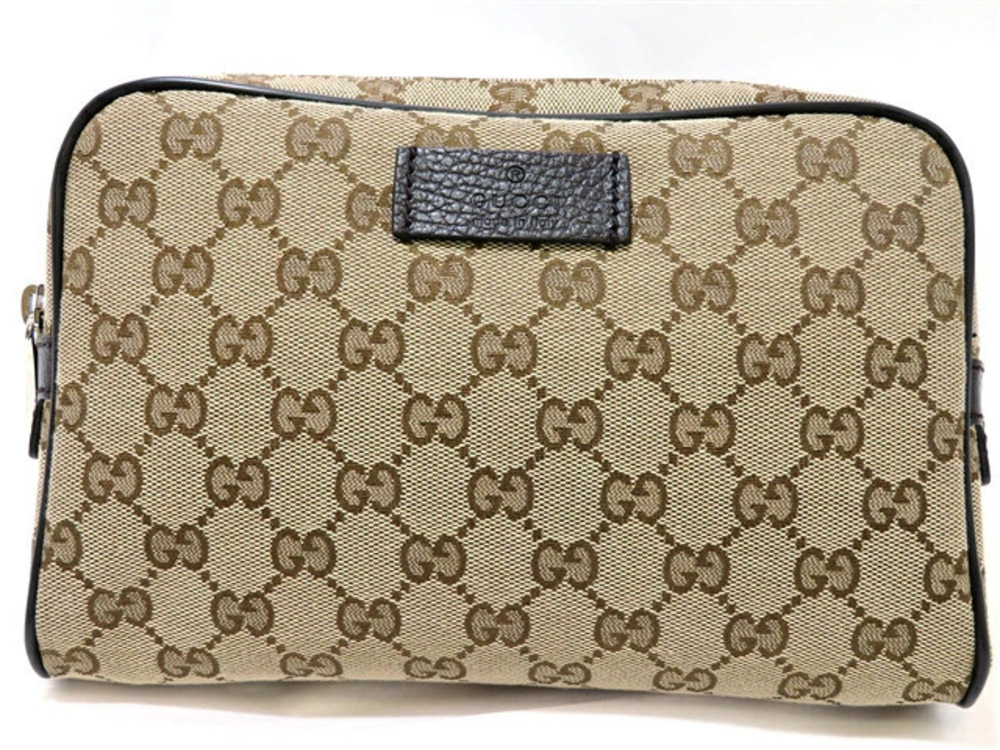 Gucci Bum Calfskin Bag Crossbody Waist GG Canvas Black
